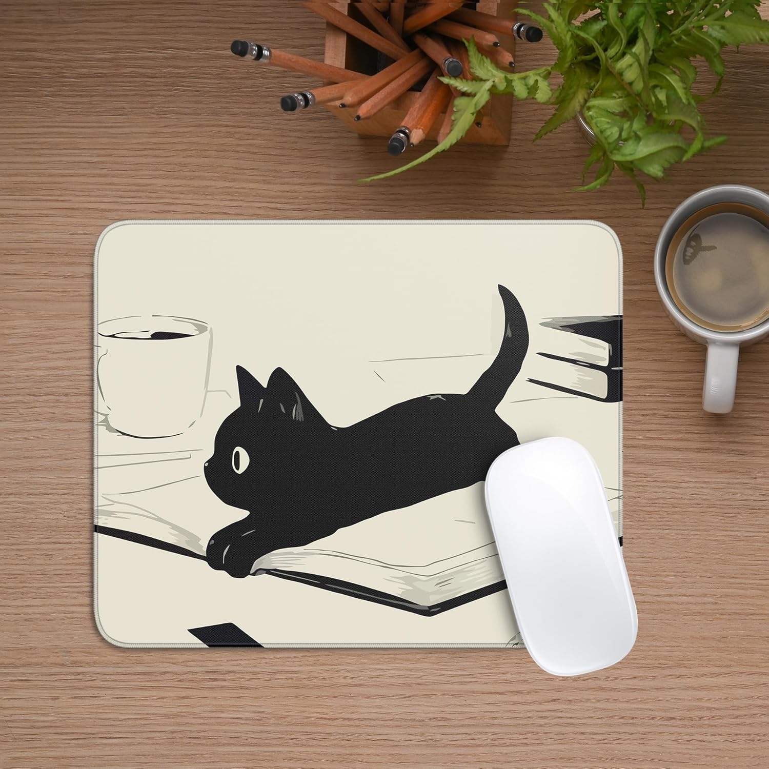 Cute Black Cat Mouse Pad,Kawaii Anime Cat Mouse Pads for Wireless Mouse Desk Accessories,10"X8" Travel Mousepad with Non-Slip Rubber Base, Stitched Edge Mouse Pads for Desk,Computers,Laptop,Office - Image 7