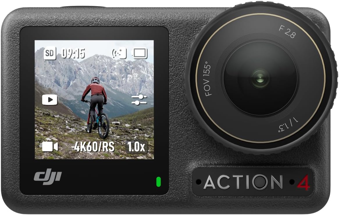 DJI Osmo Action 4 Standard Combo, 4K/120fps Waterproof Action Camera with a 1/1.3-Inch Sensor, Stunning Low-Light Imaging,10-bit & D-Log M Color Performance, Long-Lasting 160 Mins, Outdoor Camera